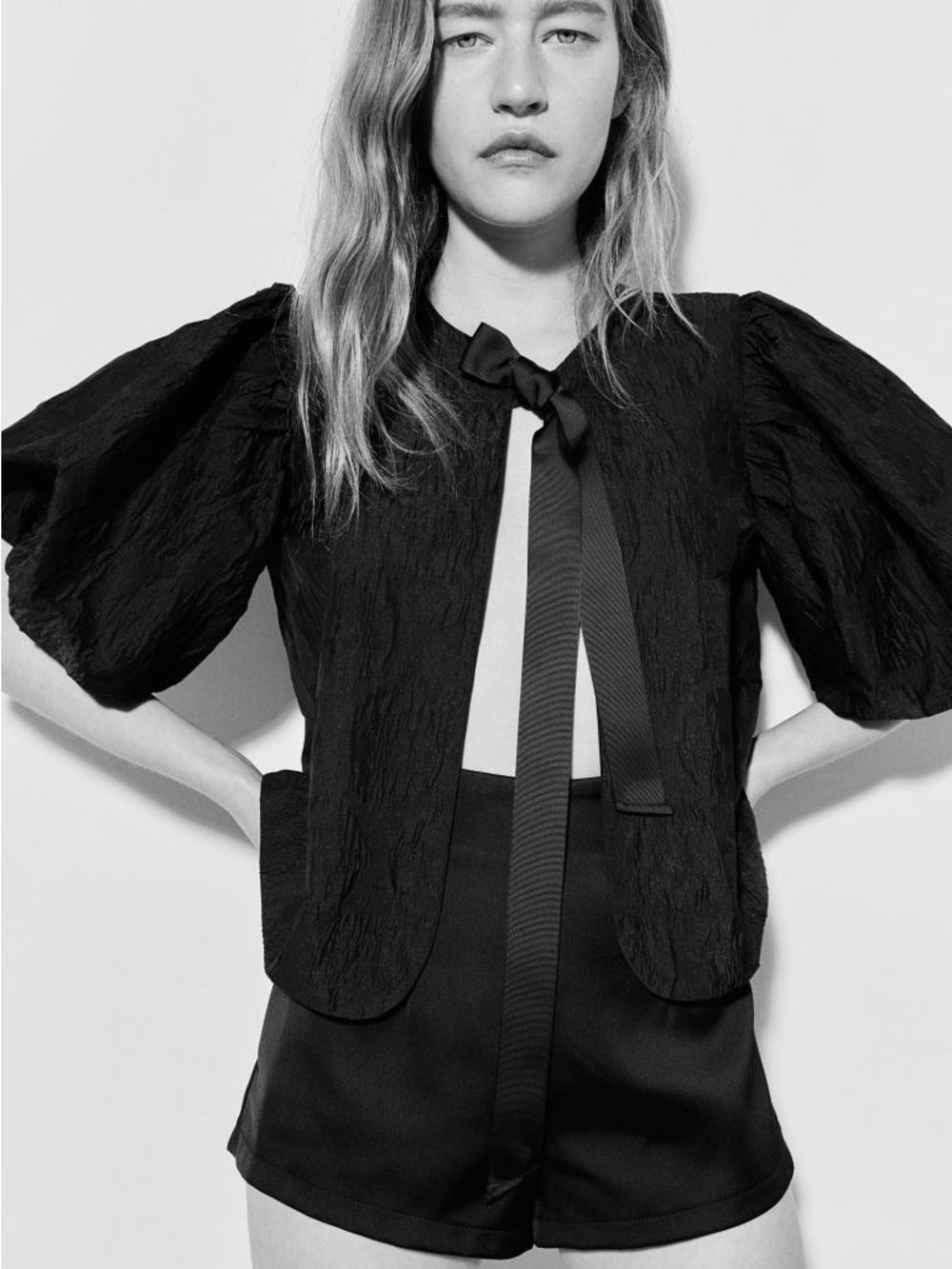 H&M Black Puff Sleeve Blouse